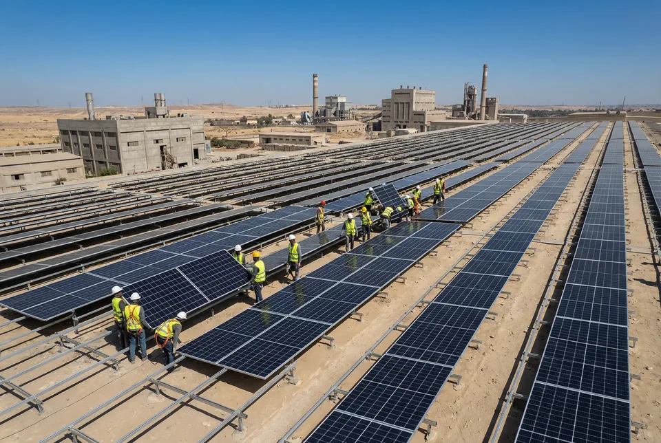 Solar installation on factory rooftop